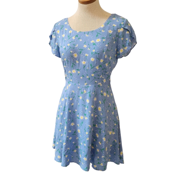 Copper Key Dresses & Skirts - Copper Key Women's Blue Mini Dress S Floral Daisy Cottage Core Lined Summer